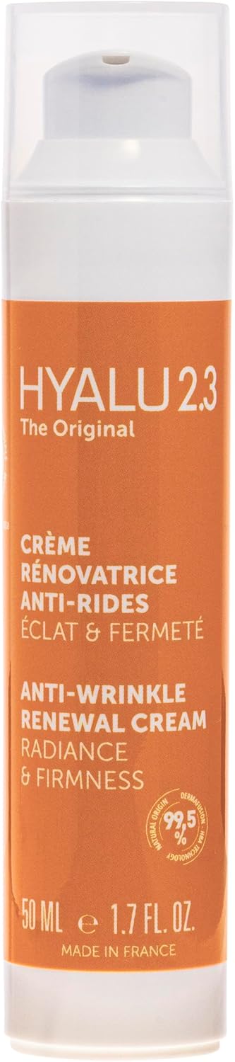 Innoderm - HYALU2.3 Crème Rénovatrice anti-rides - Éclat/Fermeté - Crème anti-âge global - Hydrate - Complexe breveté (Acide Hyaluronique + AHA+ Glycérol) & trio de Vitamines C - 99,5% naturel - 50ml