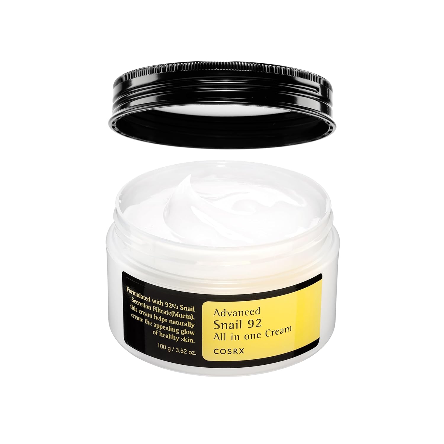 COSRX Snail Mucin 92% Face Moisturizer, 3.52 Oz, Lightweight Moisturing Cream for Soft, Glowy Skin, Korean Skin Care, Korean Moisturizer Face Cream 3.52 Ounce (Pack of 1)