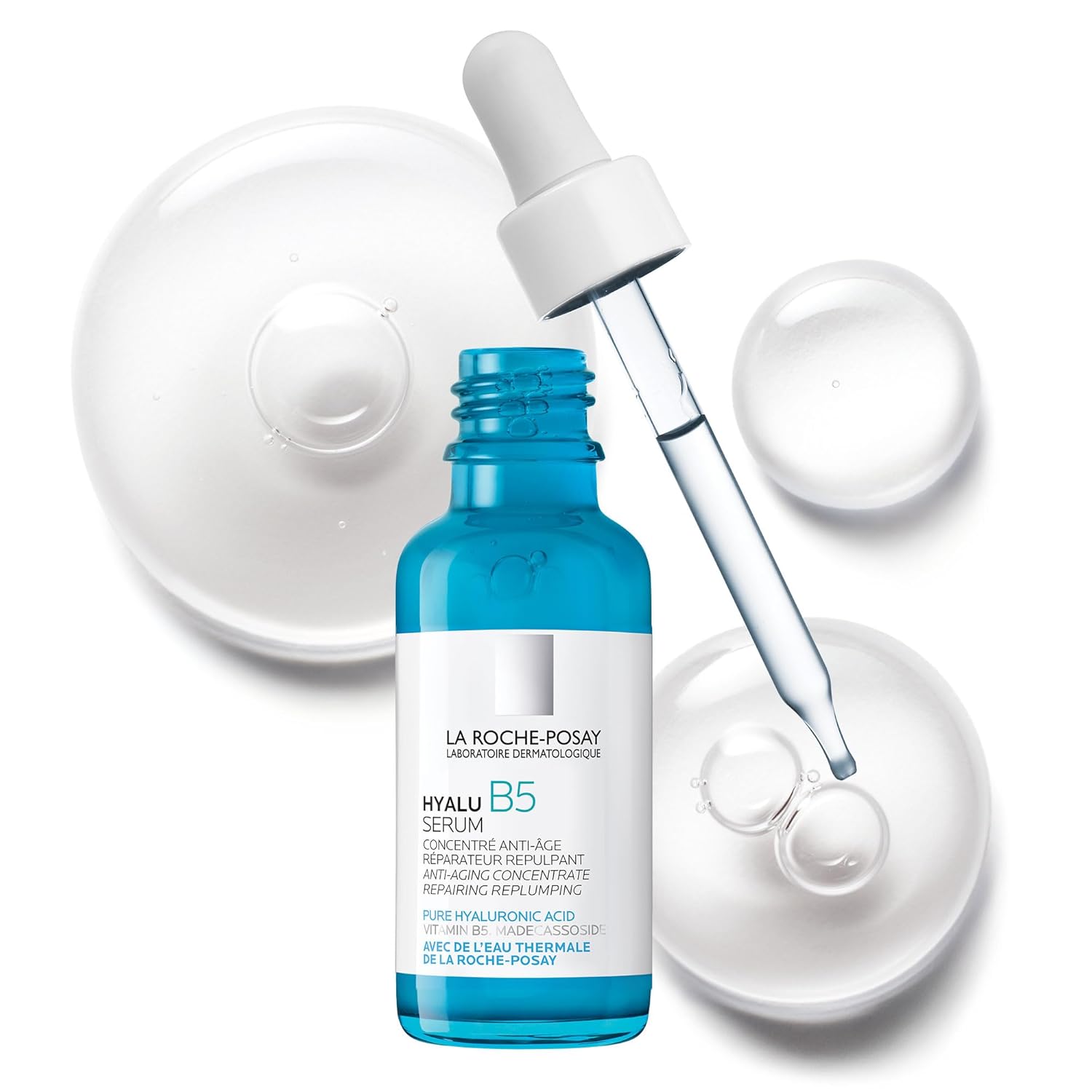 La Roche-Posay Hyalu B5 Pure Hyaluronic Acid Serum for Face, Vitamin B5 + Hyaluronic Acid + Madecassoside, Hydrating Serum Visibly Plumps Skin, Sensitive Skin Safe, Anti Aging, Oil-Free 1.01 Fl Oz (Pack of 1)