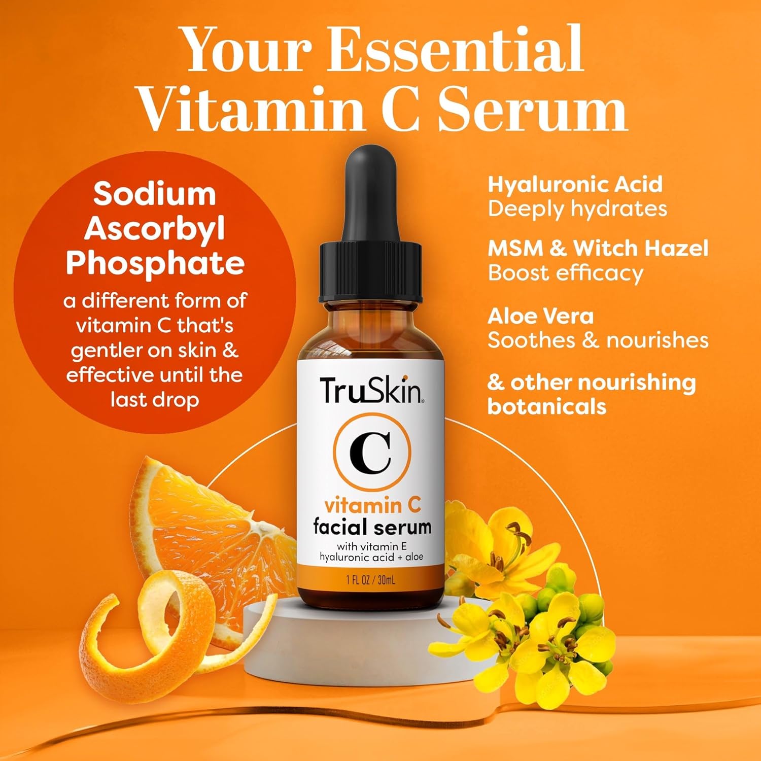 TruSkin Vitamin C Serum For Face – Anti Aging Face Serum with Vitamin C, Hyaluronic Acid, Vitamin E – Brightening Formula – Improve Appearance of Dark Spots, Tone, Fine Lines & Wrinkles, 1 Fl Oz 1 Fl Oz (Pack of 1)