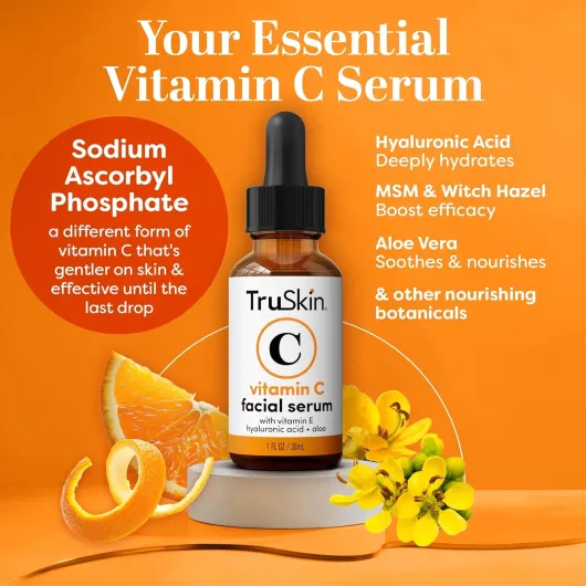 TruSkin Vitamin C Serum For Face – Anti Aging Face Serum with Vitamin C, Hyaluronic Acid, Vitamin E – Brightening Formula – Improve Appearance of Dark Spots, Tone, Fine Lines & Wrinkles, 1 Fl Oz 1 Fl Oz (Pack of 1)