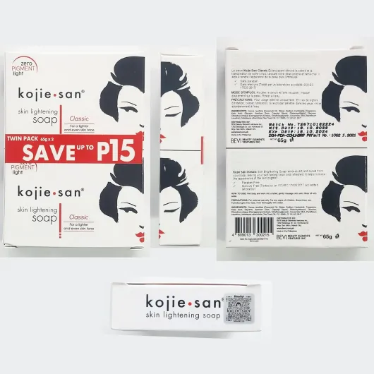 Kojie San - Savon Éclaircissant à l'Acide Kojique - 2 Barres - 65g - Pour une peau plus claire et radieuse 32.5 g (Lot de 2)