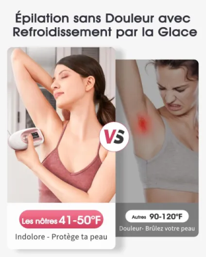 Épilateur Lumière Pulsée de Refroidissement, 999,900 Flashes IPL Laser Épilateur Definitive, 2 Modes 5 Niveaux Énergie Épilation Laser pour Visage/Corps/Maillot/Aisselles, Rose Rose Doré