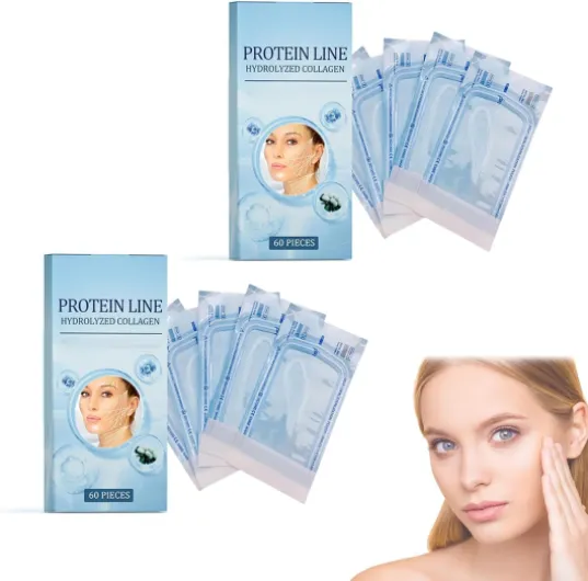 Ligne de Lifting de Protéines, 60 Pieces Fil De Soie De Collagène Absorbants, Fil De Collagene Pour Le Visage, Hydrolyzed Collagène Protéine Ligne Lifting Fil Lifting Pour Raffermir 2PCS cream3-4