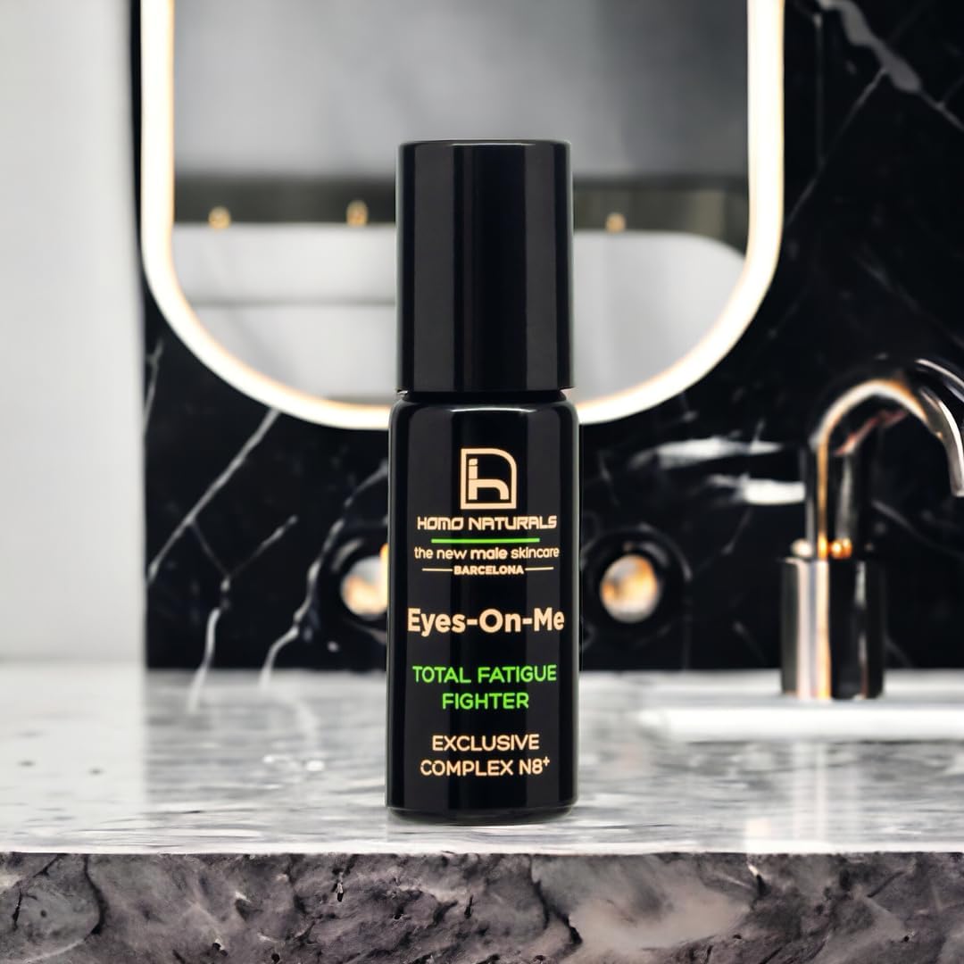 Homo Naturals Soin Contour des Yeux BIO pour Hommes – Roll-on avec Maquillage – Anti-Cernes Homme avec Acide Hyaluronique, Caféine et Effet Frais – Anti-Cernes, Poches et Rides – 10 ml Roll on Color Camo