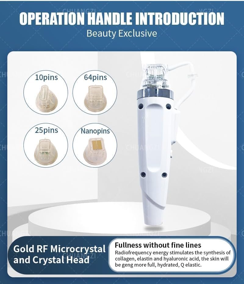 Morpheus 8 Appareil de Soin Visage 2 en 1 avec Technologie RF Dorée & Microneedling – Améliore l'Apparence de la Peau, Poignées Ice Hammer et Cristal RF pour un Teint Éclatant (blanc)