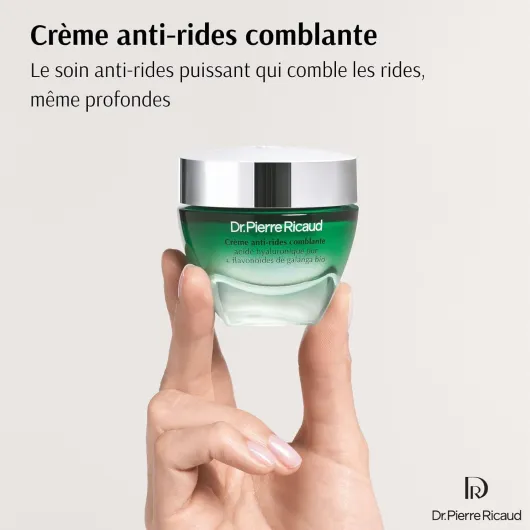 Crème Anti-Rides Comblante pour le Visage à l'Acide Hyaluronique & Galanga Bio - Soin Anti Âge pour Femme - Creme Anti Rides - 40ml