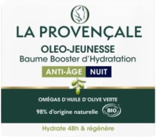 Oleo-Jeunesse - Baume Booster d'Hydratation Anti-âge Certifié Bio - Omégas d'huile d'Olive verte - Tous types de peaux - Efficacité Prouvée - 50 ml 50 ml Crème Nuit