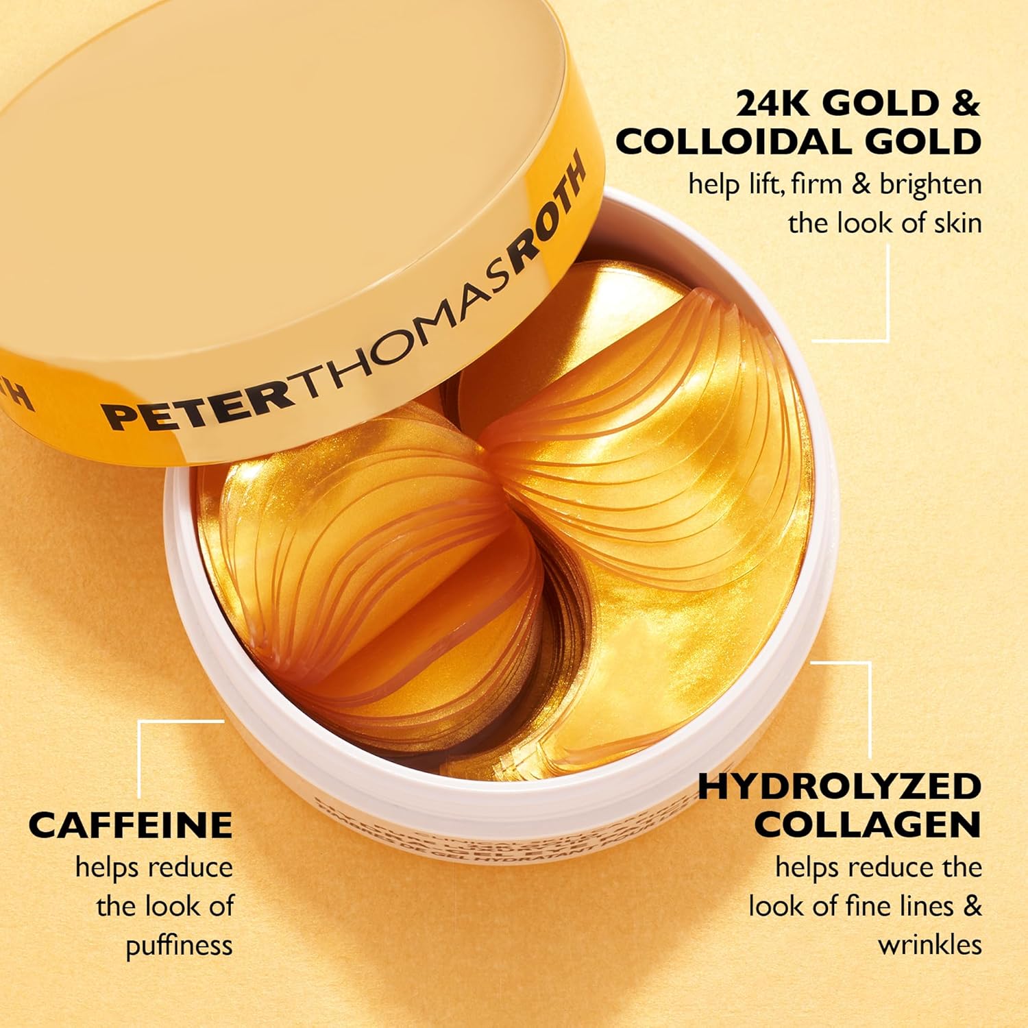 Peter Thomas Roth - 24K Gold Pure Luxury Lift & Firm Hydra-Gel Eye Patches - Anti-Aging Under-Eye Patches, Help Lift and Firm the Look of the Eye Area 60 Count (Pack of 1)