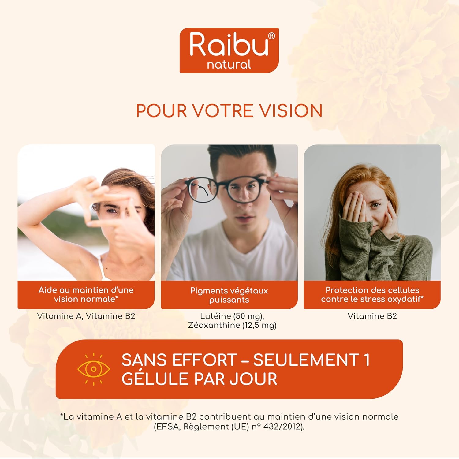 Complément Alimentaire pour les Yeux - Lutéine 50 mg + Zéaxanthine 12,5 mg - 120 Gélules, Traitement de 4 mois - Avec Vitamine A & B2 - Extrait Naturel de Tagètes, Végan et Sans Gluten