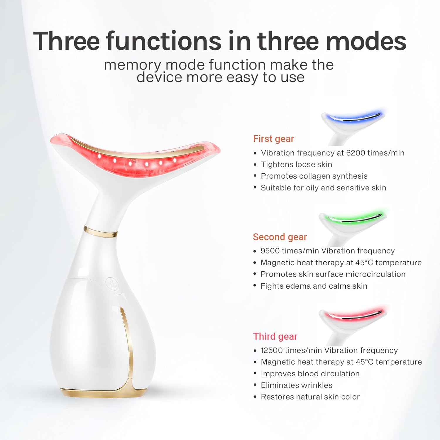 Ms.W Appareil Anti Rides Visage, Beauté Appareils Lifting Massage Visage, Soin Anti-âge de Peau Appareil, Tonification Pour Le Visage Raffermissement Levage Cou, Réduction des Pores, Rechargeable