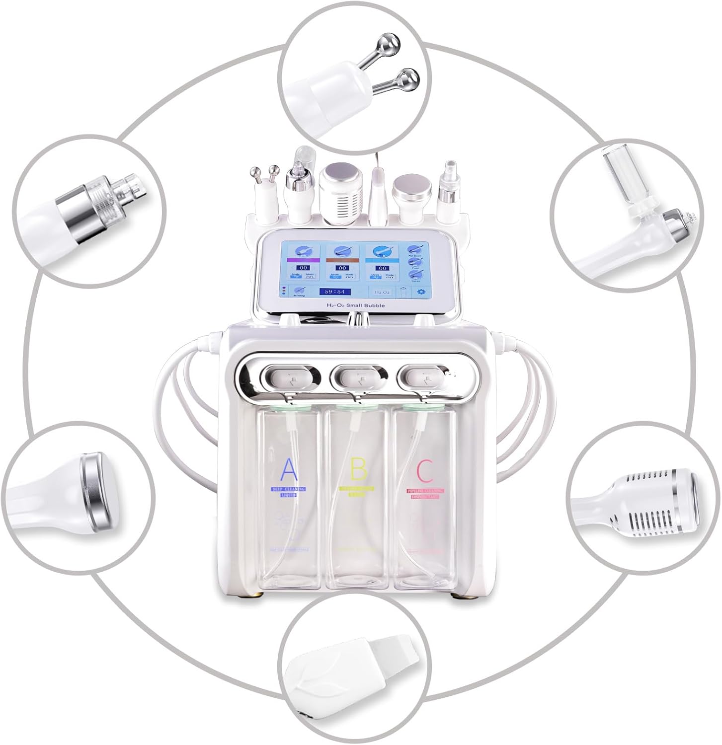 Appareil Aquafacial Professionnel 6 en 1 Machine à Hydrogène-Oxygène Visage Machine de Soins de la Peau pour la Maison SPA