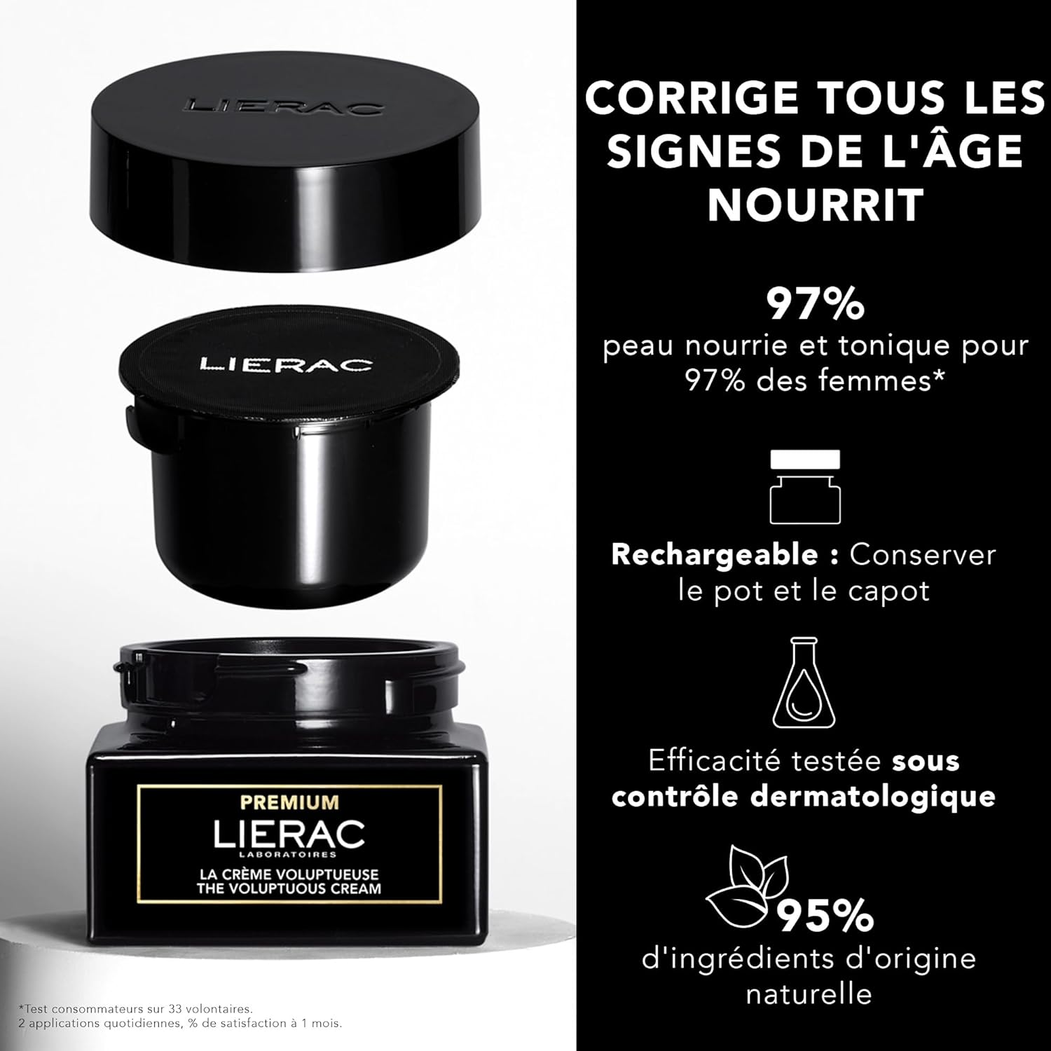 Lierac - Premium - Recharge de la Crème Voluptueuse 50ml - Soin Visage - Anti-âge global - Éclat - 95% d’ingrédients d’origine naturelle - Tous types de peaux même sensibles