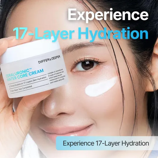 DIFFER & DEEPER Ceraluronic Water Core Cream (50g) – Crème Hydratante aux 5 Céramides et 8 Acides Hyaluroniques – Réparation Barrière Cutanée et Hydratation 48H – Soin Visage Apaisant K-Beauty