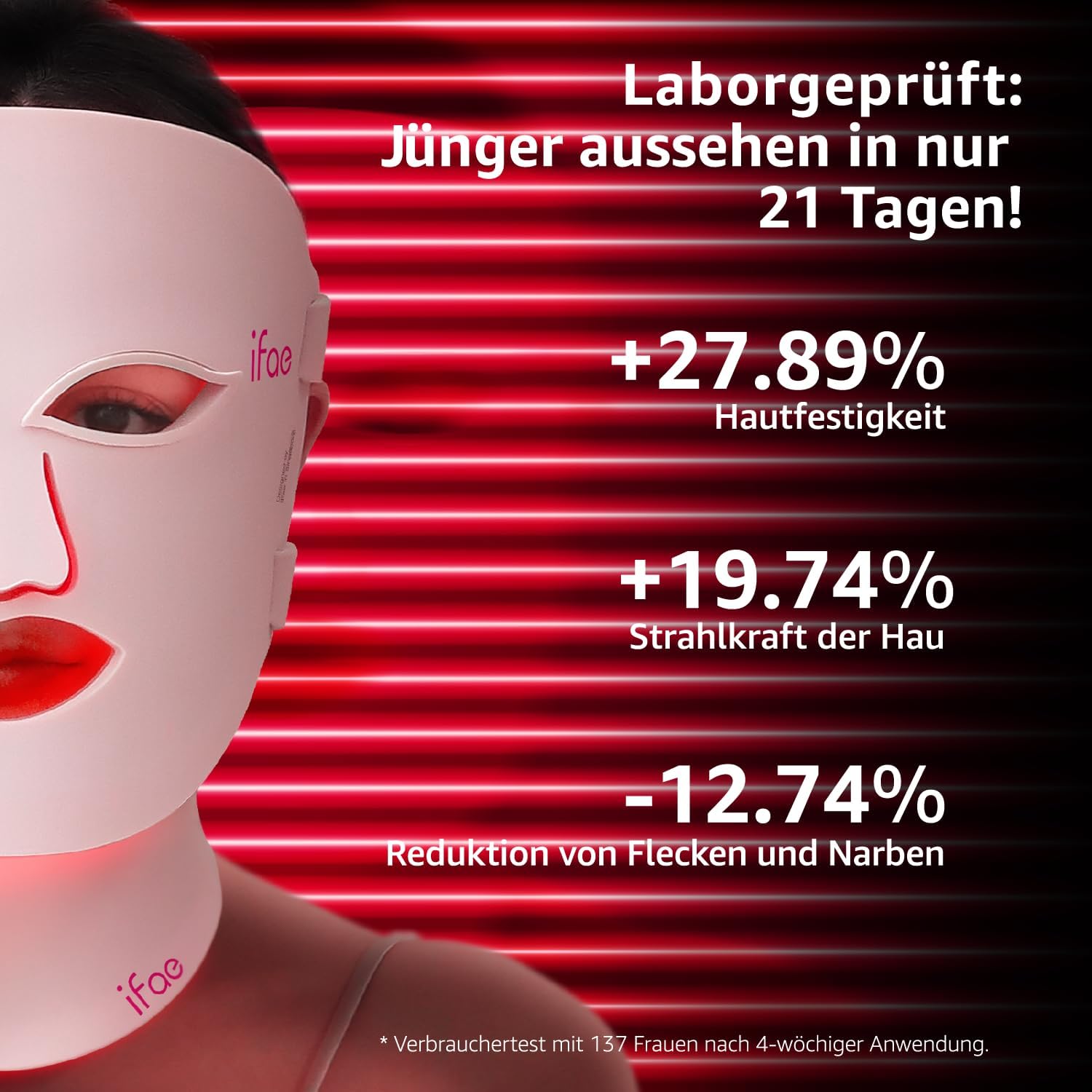 Masque LED pour le Visage, 630 nm et 830 nm, Masque en Silicone à Lumière Rouge, 396 puces, avec Minuterie 5/10/15/20, Adapté à tous les Types de Peau（Rose pâle）