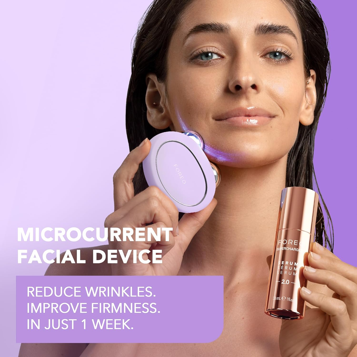 FOREO BEAR 2 Appareil micro courant visage liftant et tonifiant avancé - Sculptant anti-âge - Lifting visage instantané - Raffermir, modeler - Non invasif - Lavender