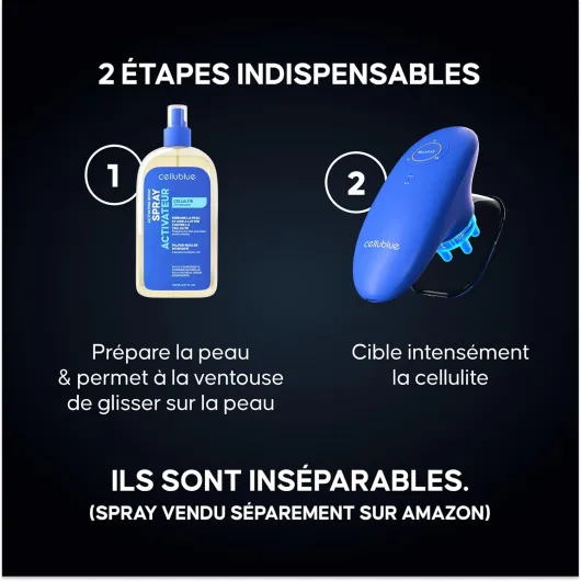 Ventouse Cellulite Électrique Cellublue - L'originale - Palper-rouler automatique, aspiration réglable - Améliore l'apparence de la peau - Marque experte depuis 12 ans - Réduction
