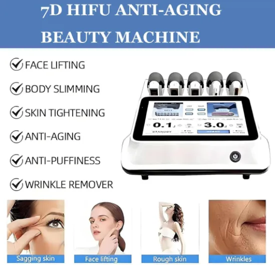 Appareil Professionnel HIFU 7D pour Le raffermissement et Le rajeunissement du Visage et du Corps - Effet Lifting, tonifie, raffermit et élimine Les Rides - Idéal pour Une Utilisation à Domicile