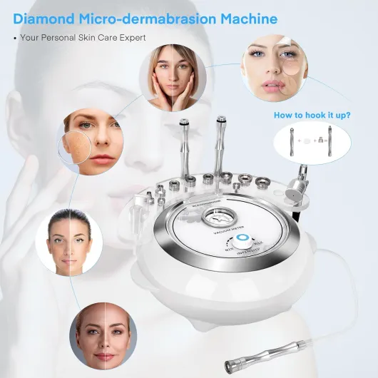 Iklestar Machine de microdermabrasion 3 en 1 avec pistolet pulvérisateur, professionnel de dermabrasion diamant visage pour salon personnel à domicile, 65-68 cmHg Claire