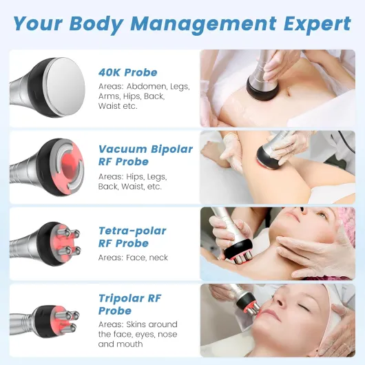 4 EN 1 Radiofréquence Visage, 40K Lipocavitation Radiofrequence Corps Masseur Anti Cellulite Appareil Anti Cellulite Appliquer sur le Visage et le Corps Amincissants et Raffermissants (blanc)
