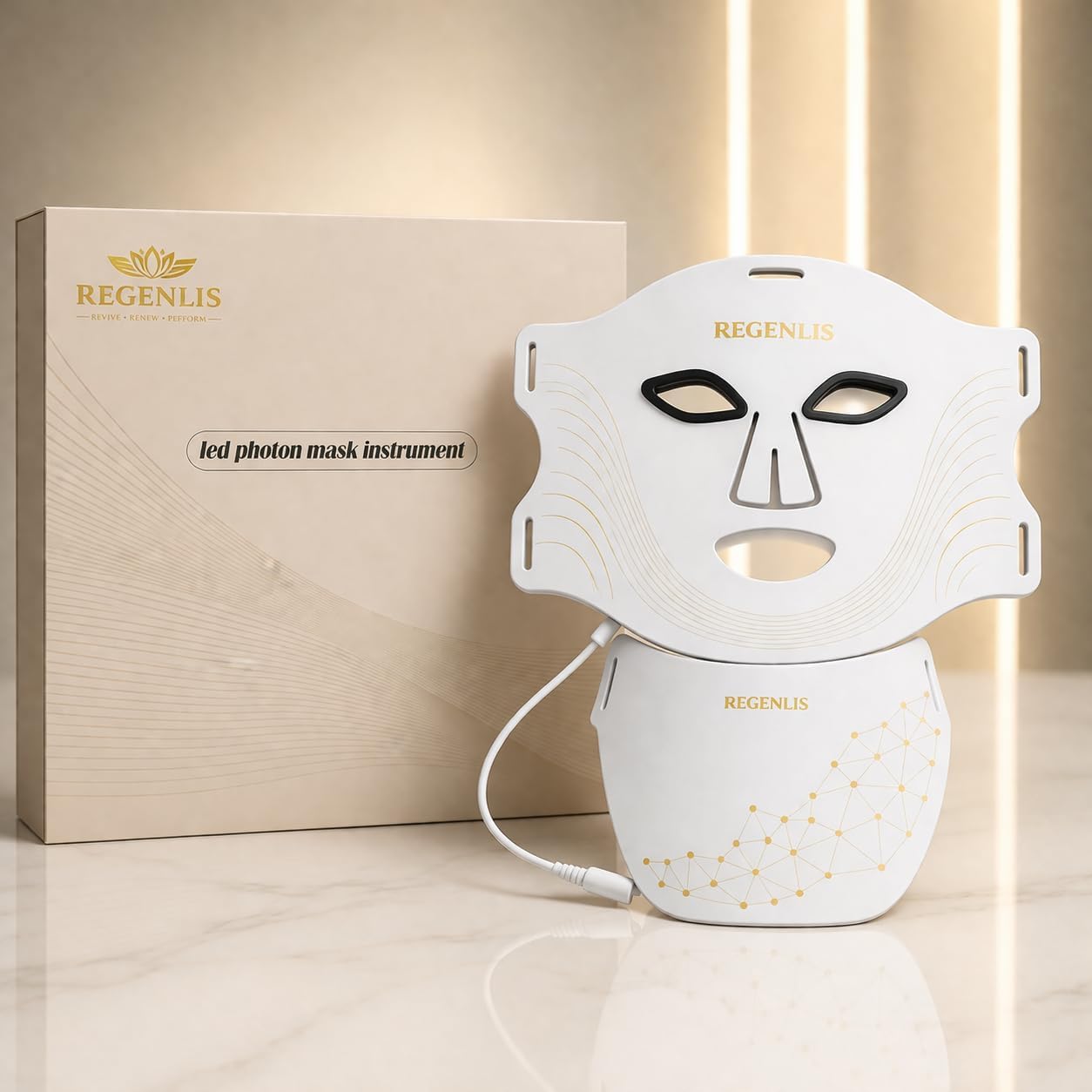 Masque LED Visage et Cou – Appareil de Photothérapie 7 Couleurs, Soin Anti-Âge, Aide à Réduire l’Apparence des Rides, Améliore l’Éclat de la Peau, Utilisation à Domicile