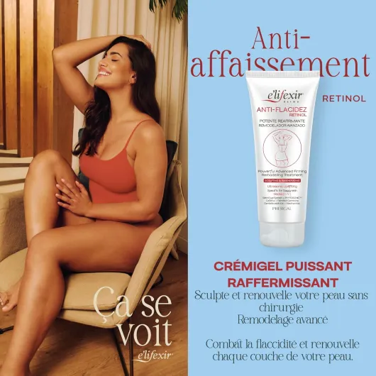 Elifexir - Anti-Relâchement Rétinol - Sculptant, Raffermissant et Renouvelant - Peau plus Élastique, Ferme et Lumineuse - Avec Rétinol CB 50 + Palmitate de Rétinyle et Technologie à Ultrasons - 200 ml