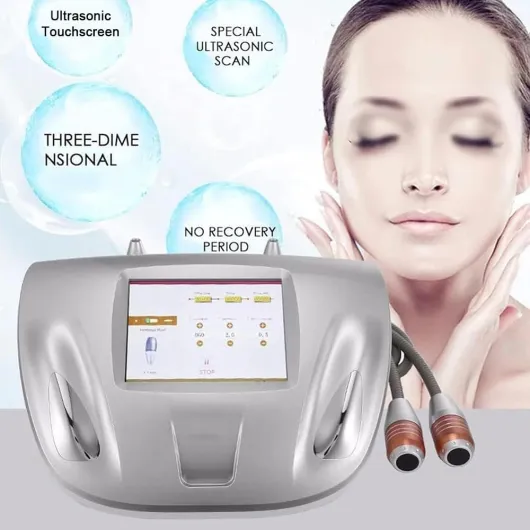 Machine de Beauté Faciale Hifu avec 2 Poignées,Dispositif Sculpté Radar,Lifting Professionnel,Anti-Rides,Raffermissement Peau,Intensité Réglable,Usage Salon et Domestique