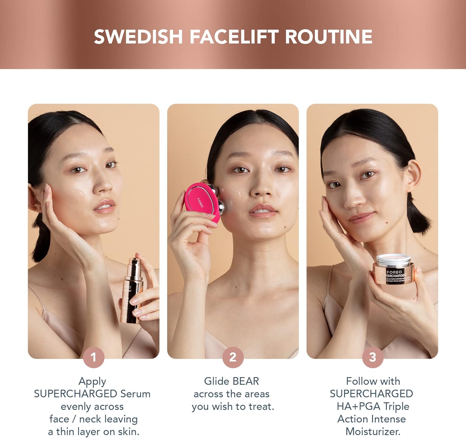 BEAR Visage Set- Appareil micro courant visage BEAR + 2 x Sérum Conducteur 30 ml - Massage facial Anti-Âge - Lifting facialInstantané - Set d'Outils Skincare - Appareil Anti Rides Fuchsia + Serum