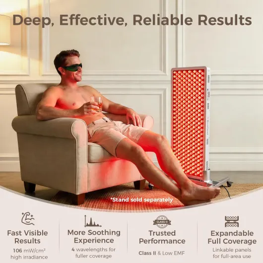 BestQool appareil à lumière rouge, lampe à lumière rouge à large surface avec 4 longueurs d’onde, panneau à lumière rouge à double puce de qualité élite avec 300 LED - 500 W - Design modulaire.