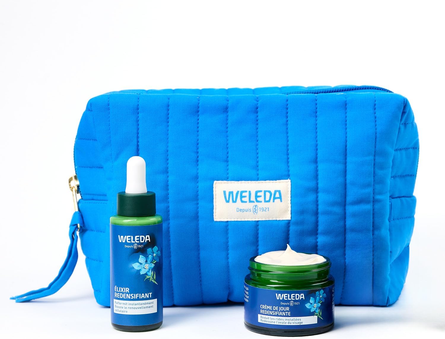 Trousse Visage Gentiane Bleue : Crème De Jour + Élixir – Soin Anti-Âge Femme 50+ Peaux Matures, Redensifiant, Collagen+ Active Complex, Crème Anti Rides, Vegan NATRUE, 40ml+30ml