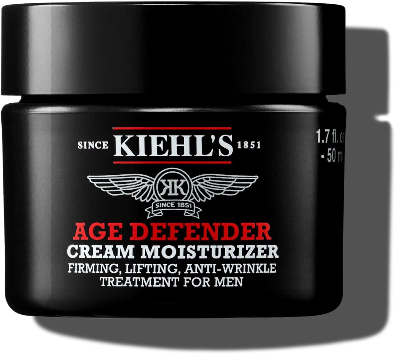 Kiehl's, Crème Hydratante Age Defender, Soin Anti-Âge Raffermissant pour Hommes avec Extrait de Lin, Réduit l’Apparence des Rides, Peau Plus Jeune et Revitalisée 50 ml