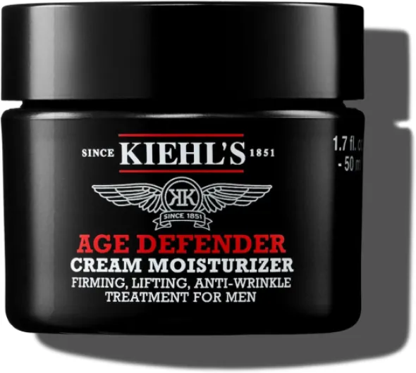 Kiehl's, Crème Hydratante Age Defender, Soin Anti-Âge Raffermissant pour Hommes avec Extrait de Lin, Réduit l’Apparence des Rides, Peau Plus Jeune et Revitalisée 50 ml
