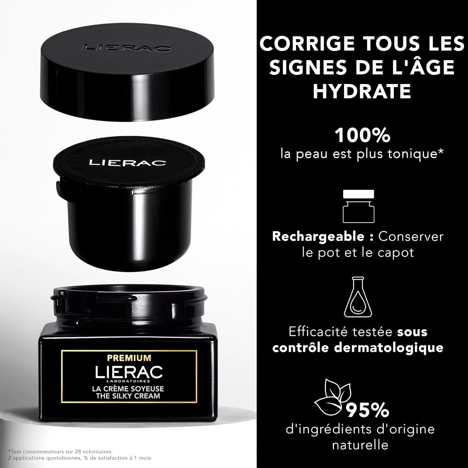 Lierac - Premium - Recharge de la Crème Soyeuse 50ml - Soin Visage - Anti-âge global - Éclat - 95% d’ingrédients d’origine naturelle - Peaux normales - Peaux Mixtes