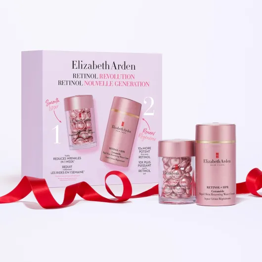 Elizabeth Arden - Coffret 2 Pièces Rétinol Nouvelle Génération, Capsules Céramide & Aqua-Crème Hydratante au Rétinol + HPR, Anti-Age, Réduit les Rides et Raffermit la Peau, Adapté aux Peaux Sensibles