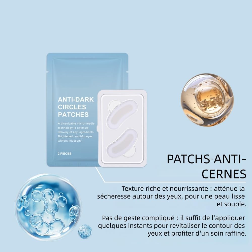 Orena Patchs Anti-Cernes Nouvelle Génération,Patchs pour les yeux hydratants, anti - rides, anti - gonflements, hydratation en profondeur, effet lissant - 33.33 ml (Lot de 3)