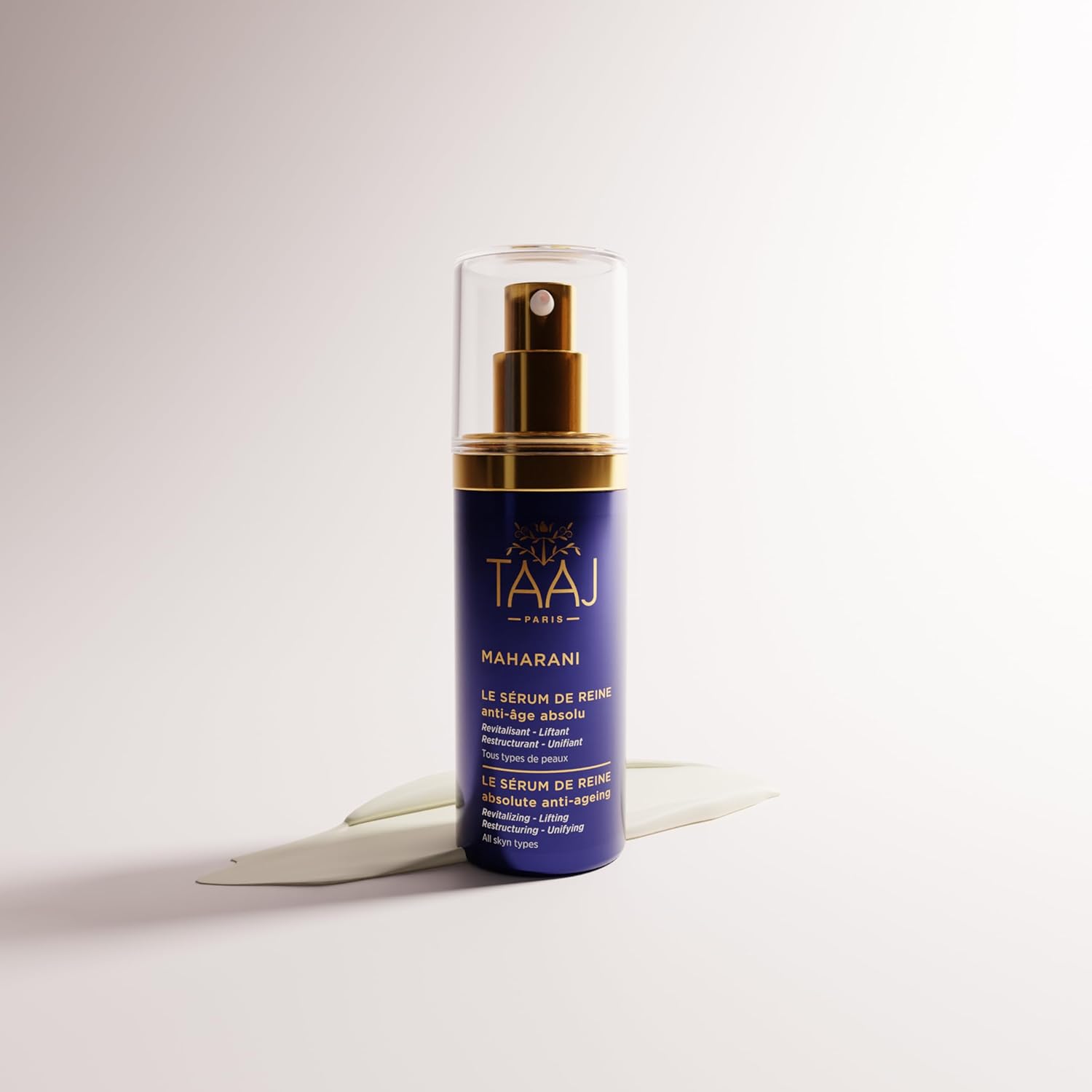 TAAJ - Le Sérum de Reine - MAHARANI - Actifs Anti-Âge puissants - Peau Régénérée en Profondeur - Repulpe instantanément - Traits Liftés & Teint Unifié - Acide Hyaluronique Collagène & Élastine - 30 ml