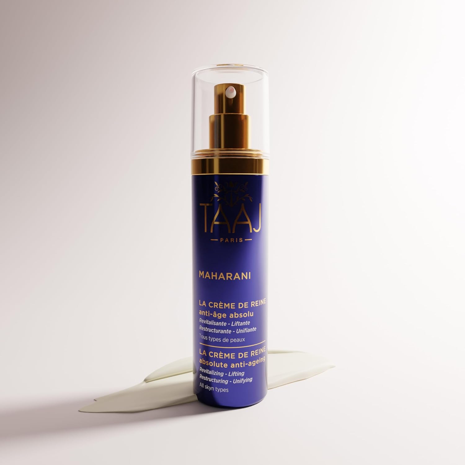 La Crème de Reine - MAHARANI - Actifs Anti-Âge puissants - Revitalisée & Repulpée, la peau est visiblement plus jeune - Les rides sont Lissées - Acide Hyaluronique, Collagène & Élastine - 50 ml