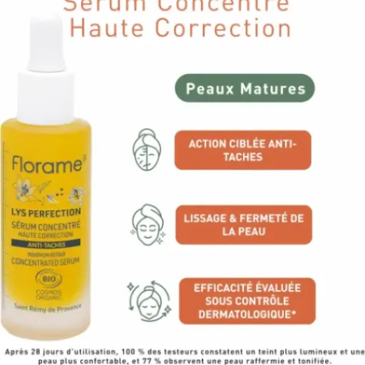 Test Florame Sérum Concentré Haute Correction Lys Perfection : un sérum huileux bio surtout taillé pour le soir