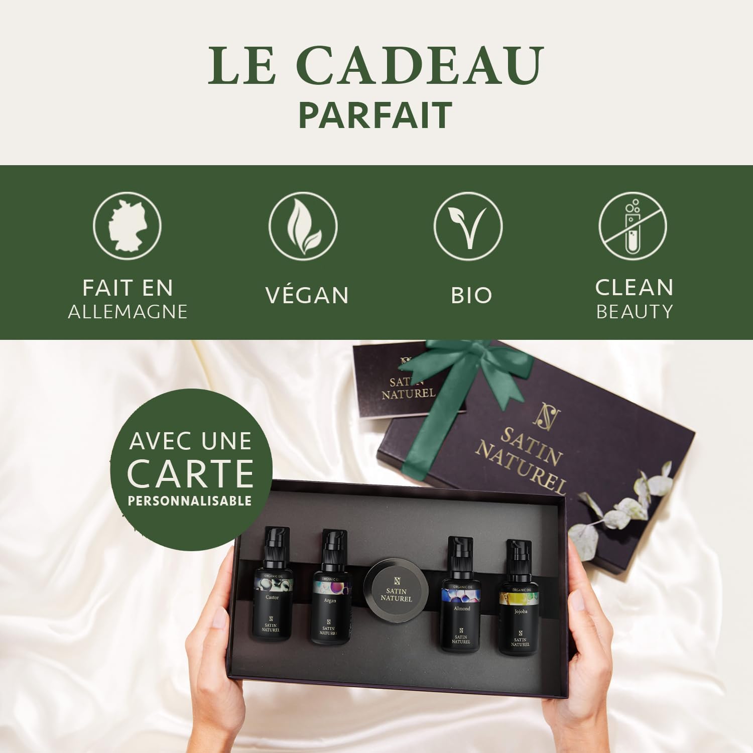 Coffret Beauté 5x30ml – Huile d’Argan, Ricin, Amande & Jojoba & Gommage Corps – Coffret Cadeau Femme – Idée Cadeau Naturelle 150 ml