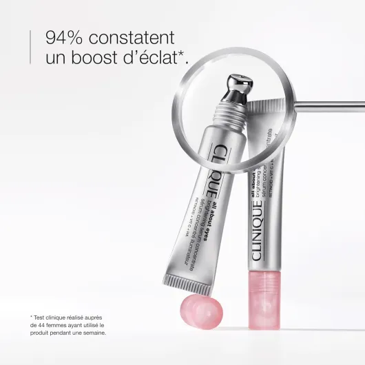 Clinique All About Eyes Sérum Concentré Illuminateur à la Vitamine C, Acide Hyaluronique + Rétinoïde Hydrate + réduit visiblement les cernes, 10 ml