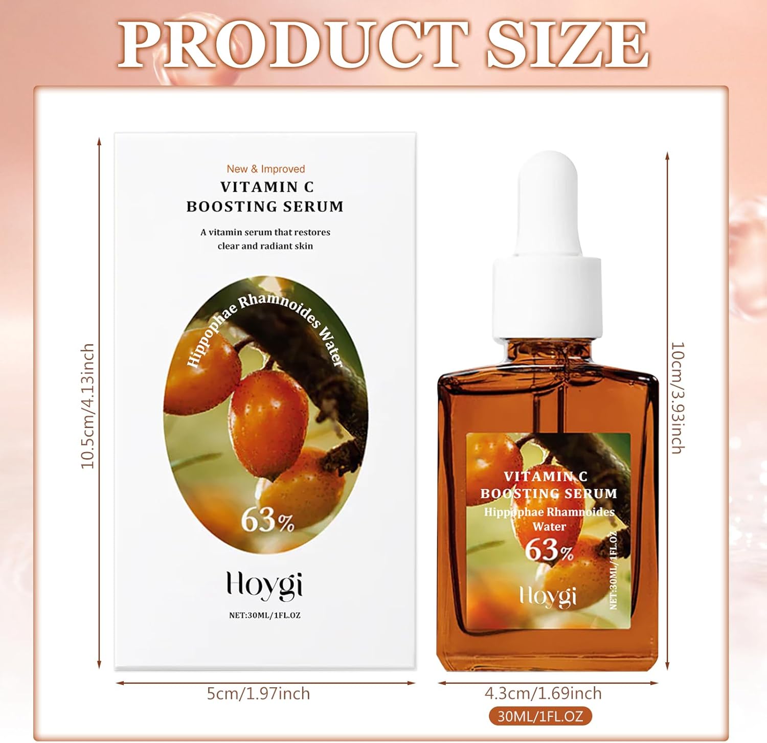 Vitamine C Serum Visage, Sérum de Vitamine C Anti Age, Acide Hyaluronique Serum Visage, Anti Rides, Répare la Barrière Cutanée et Apaisant et Hydratant