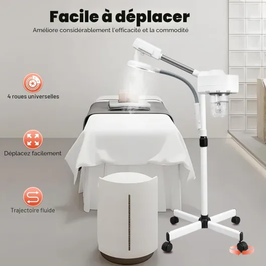 2 en 1 Vapozone Esthetique Professionnel, Appareil Vapeur pour Visage Sauna Facial Pour Studio de Beauté,5X Lampe Loupe Esthetique