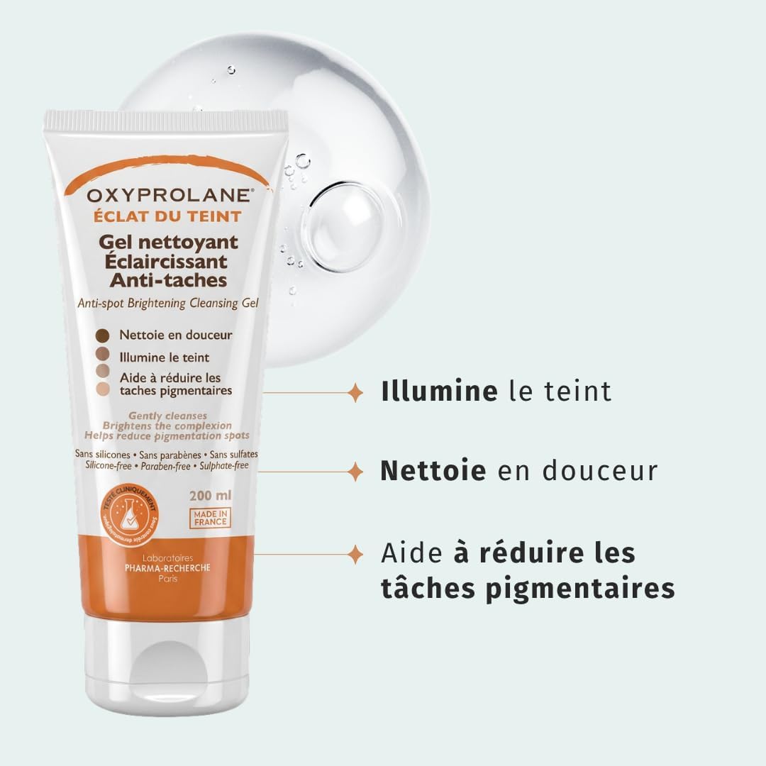 Gel Nettoyant Anti-Taches Visage - Nettoyant Eclaircissant pour Taches Pigmentaires, Teint Terne et Irregularites - Peaux Sensibles - 200 ml