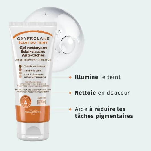 Gel Nettoyant Anti-Taches Visage - Nettoyant Eclaircissant pour Taches Pigmentaires, Teint Terne et Irregularites - Peaux Sensibles - 200 ml