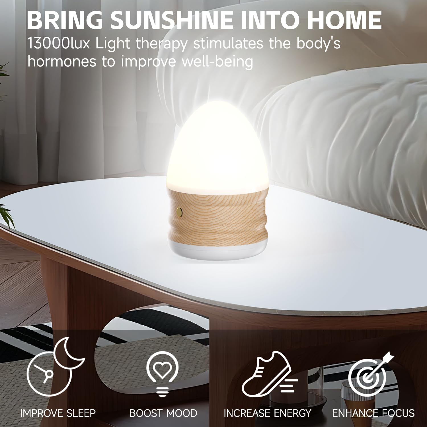 Lampe de Luminothérapie 13 000 Lux, Lampe Lumière du Jour sans UV ni scintillement, 3 températures de couleur réglables, variateur, minuterie & télécommande, lampe de bureau pour énergie, humeur et co