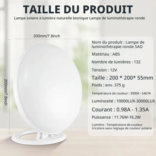 HOSPAOP Lampe de Luminothérapie 10000 Lux LED sans UV, Lampe de Jour avec Variateur Continu et 3 Températures de Couleur, Lampe Lumière du Jour Plein Spectre pour Maison, Bureau, Bureau à Domicile