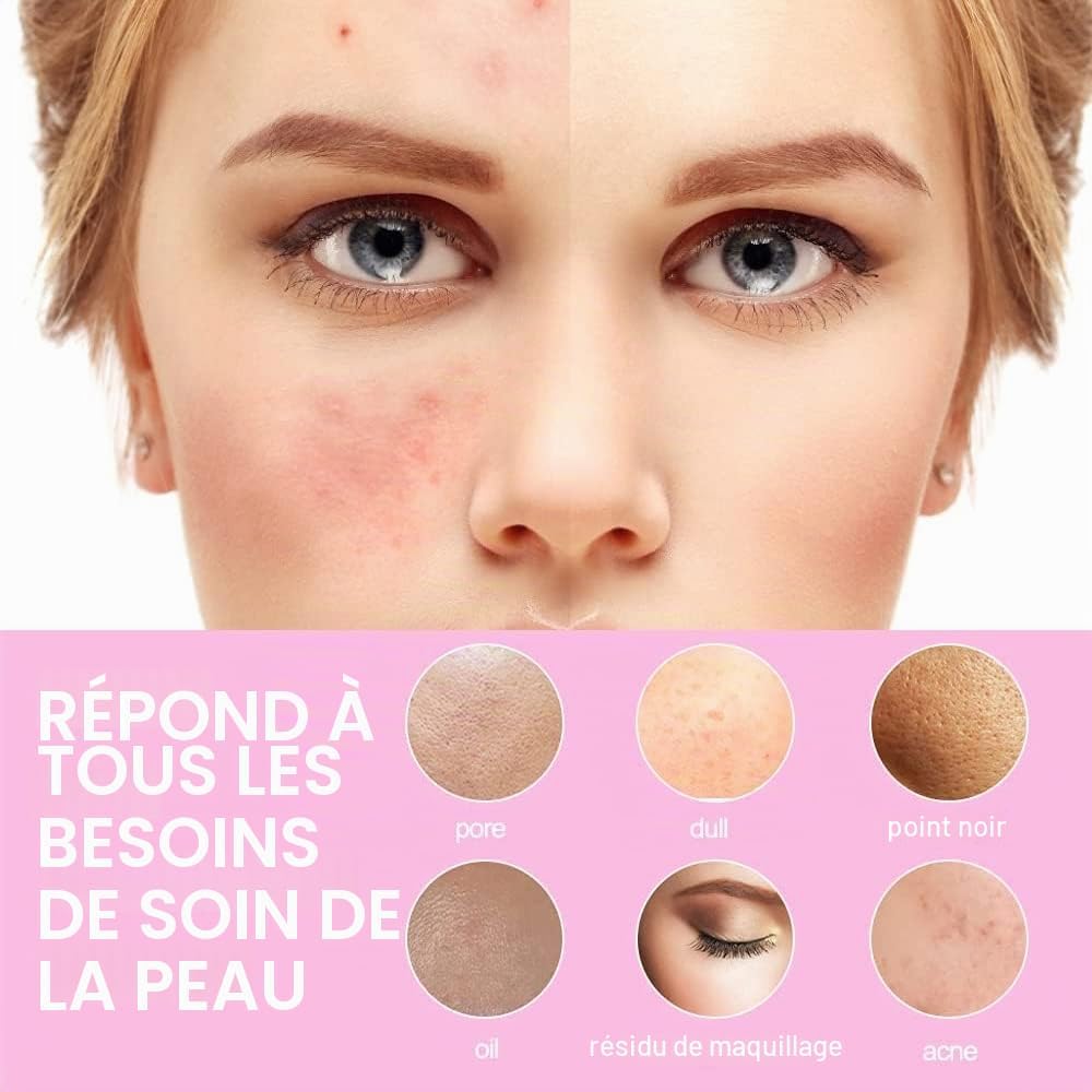 Brosse Nettoyante pour le Visage, Nettoyant Électrique pour le Visage avec 3 TêTes de Brosse Nettoyante pour L'Acné, les Points Noirs, la Peau Morte, le Nettoyage en Profondeur, Rose Couleur Rose