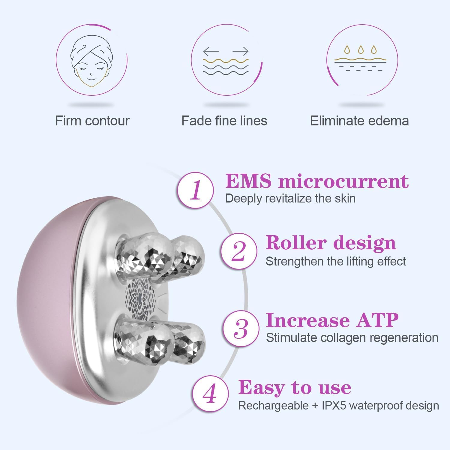 Appareil Anti Rides Visage Massage EMS Microcourant Lumière Rouge Lumière Bleu Masseur Électrique pour Beauté Visage Anti Âge Régénération du Collagène Lifting et Raffermissement de Peau