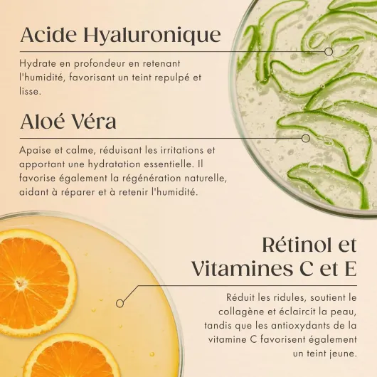 Sérum ACE Vitamine C au Rétinol & Acide Hyaluronique 100 ml - Soin Visage Anti-Âge, Vitamine C, Rétinol, Acide Hyaluronique & Aloe Vera Bio, Contre Taches & Rides, Pour l'Éclat 100 ml (Lot de 1) Vitamine C Sérum avec Acide Hyaluronique et Ré