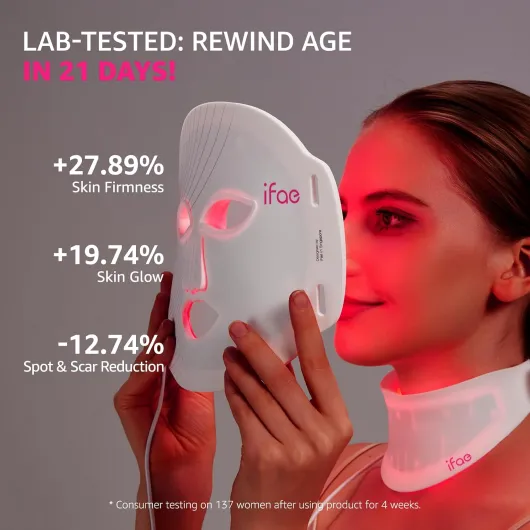 Masque LED pour le Visage, 630 nm et 830 nm, Masque en Silicone à Lumière Rouge, 396 puces, avec Minuterie 5/10/15/20, Adapté à tous les Types de Peau（Blanc）
